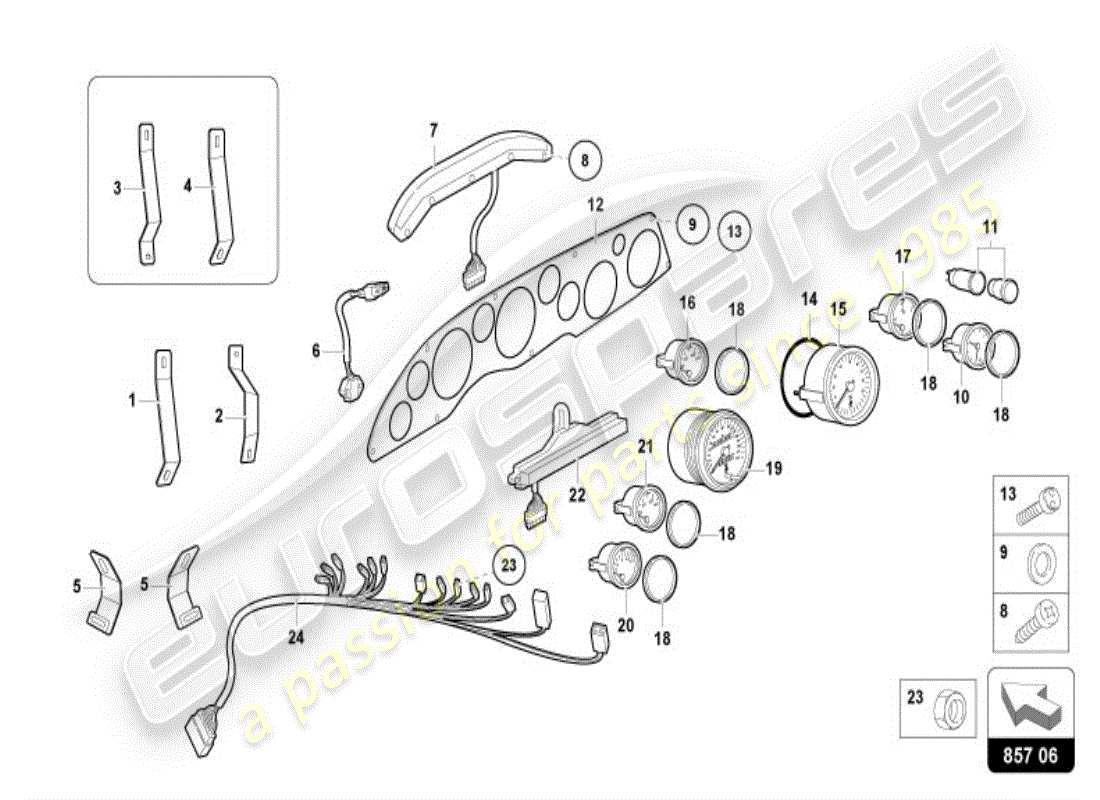 lamborghini diablo vt (1999) combi-instrument ersatzteildiagramm