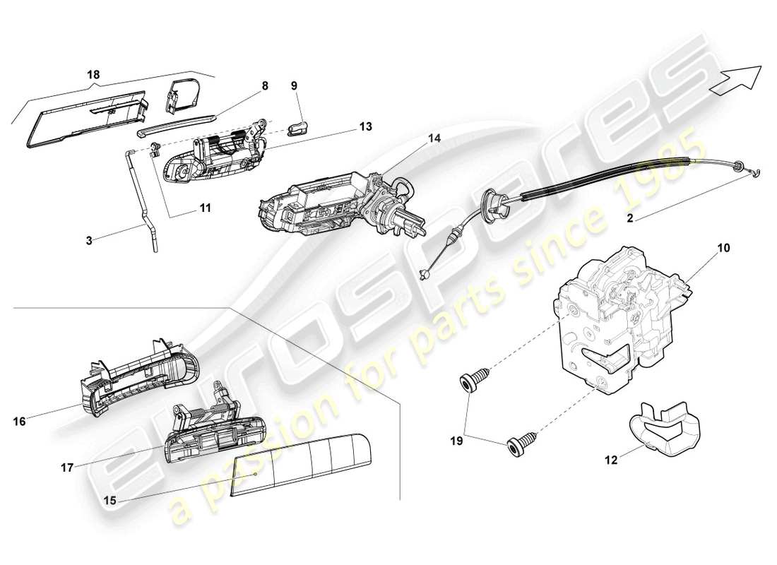 lamborghini lp570-4 sl (2011) türschloss teilediagramm