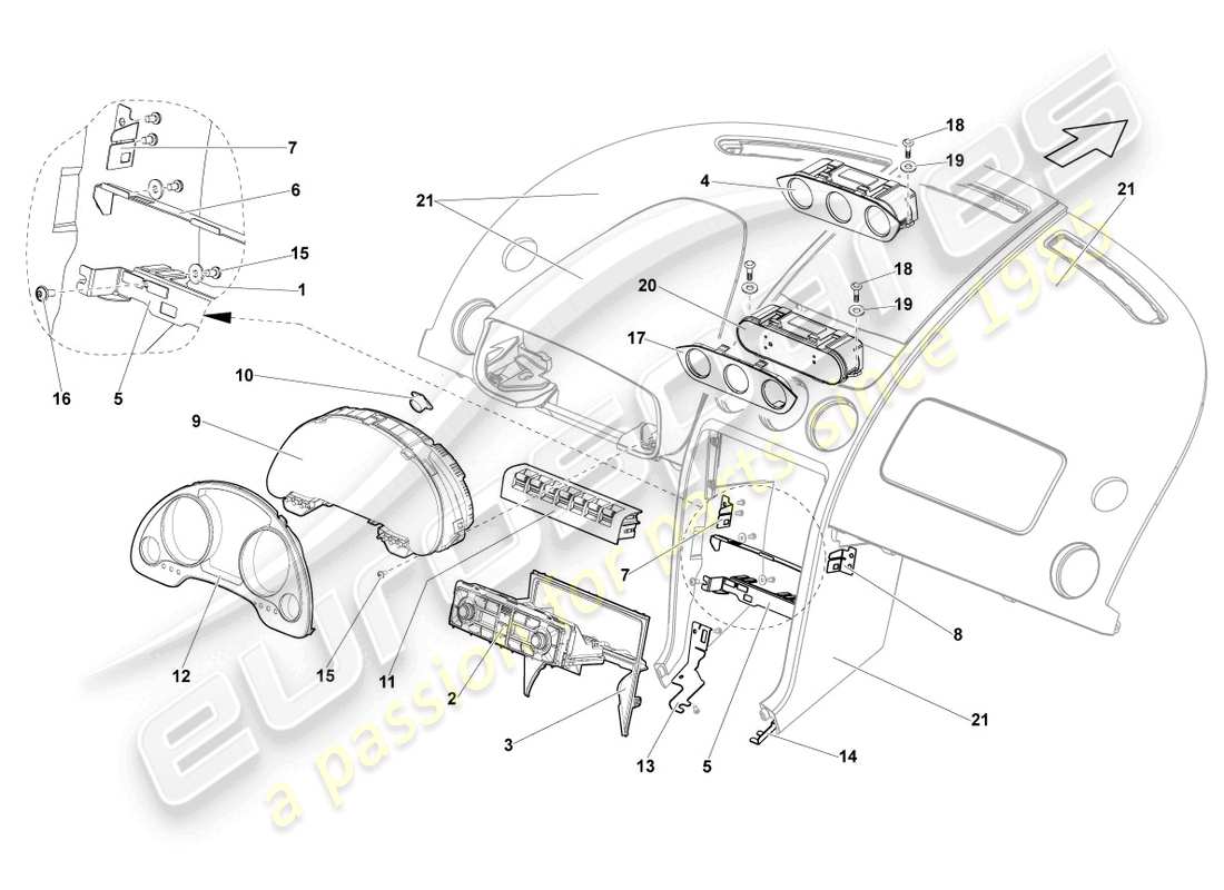 lamborghini lp560-4 spider (2011) combi-instrument ersatzteildiagramm