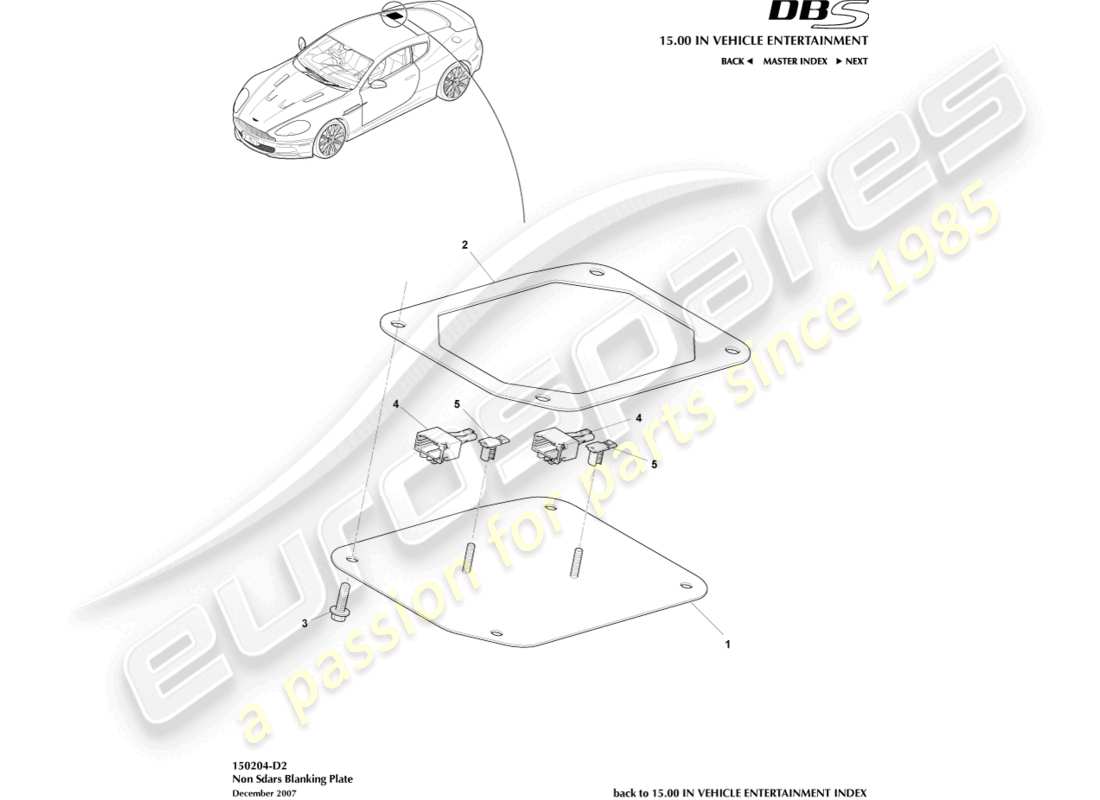aston martin dbs (2010) teilediagramm für nicht-sdars-abdeckplatte