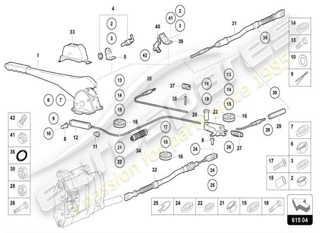 lamborghini diablo vt (1996) handbremse ersatzteildiagramm