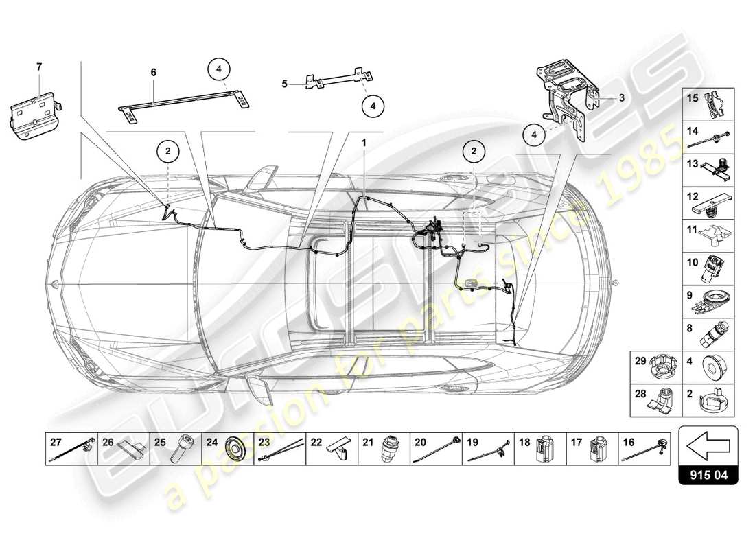 lamborghini urus s (2024) kabelsatz für batterie +/- ersatzteildiagramm