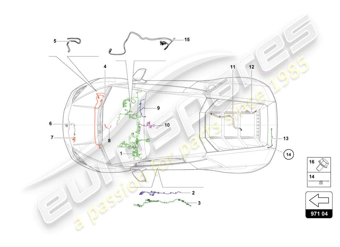 lamborghini evo spyder (2021) verkabelung teilediagramm