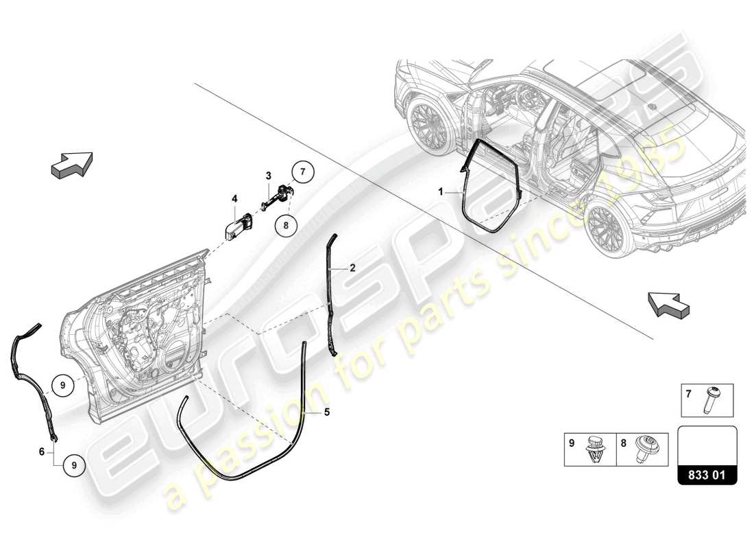 lamborghini urus performante (2024) türdichtung hinten ersatzteildiagramm