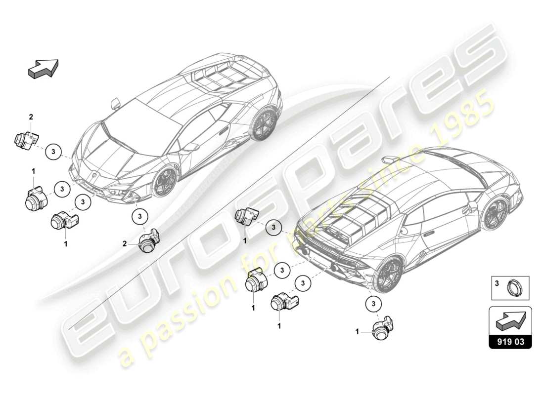 lamborghini evo coupe 2wd (2022) parking aid ersatzteildiagramm