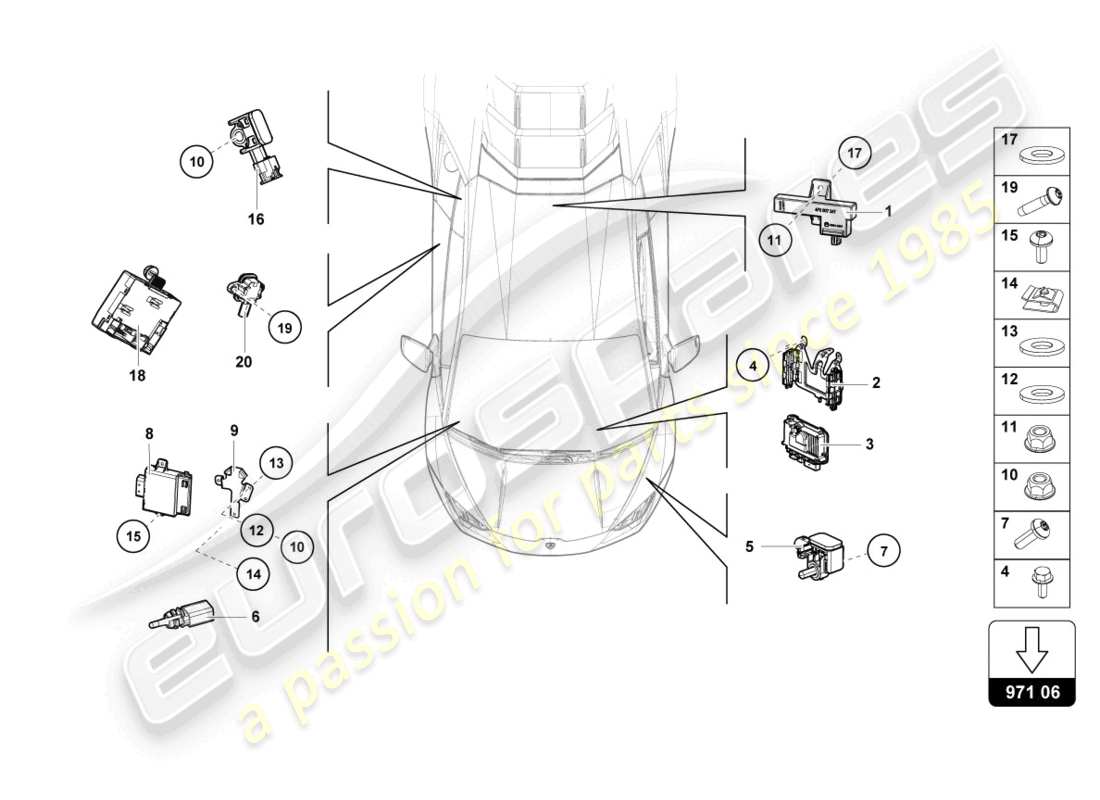 lamborghini evo spyder (2024) steuereinheit teilediagramm