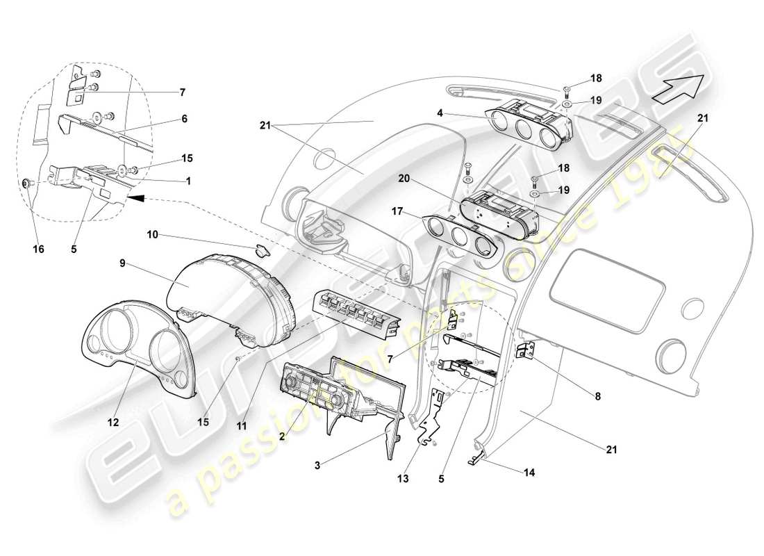 lamborghini lp550-2 coupe (2013) combi-instrument ersatzteildiagramm