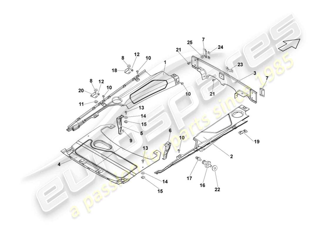 lamborghini lp550-2 coupe (2011) abdeckung für motorraum ersatzteildiagramm