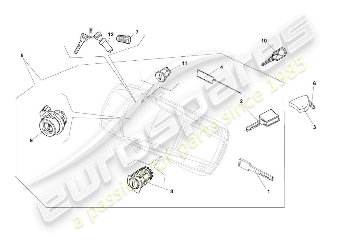 lamborghini lp550-2 spyder (2014) schlosszylinder ersatzteildiagramm