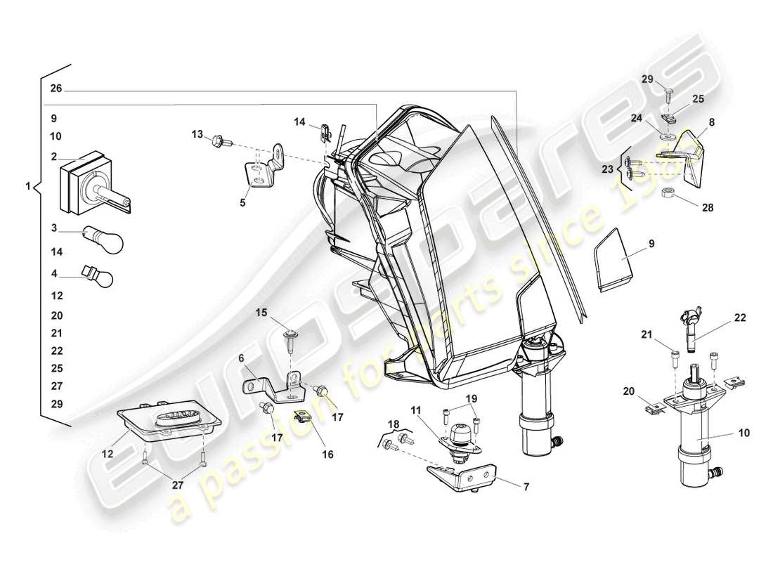 lamborghini lp560-4 spider (2012) scheinwerfer für kurvenlicht und led-tagfahrlicht ersatzteildiagramm