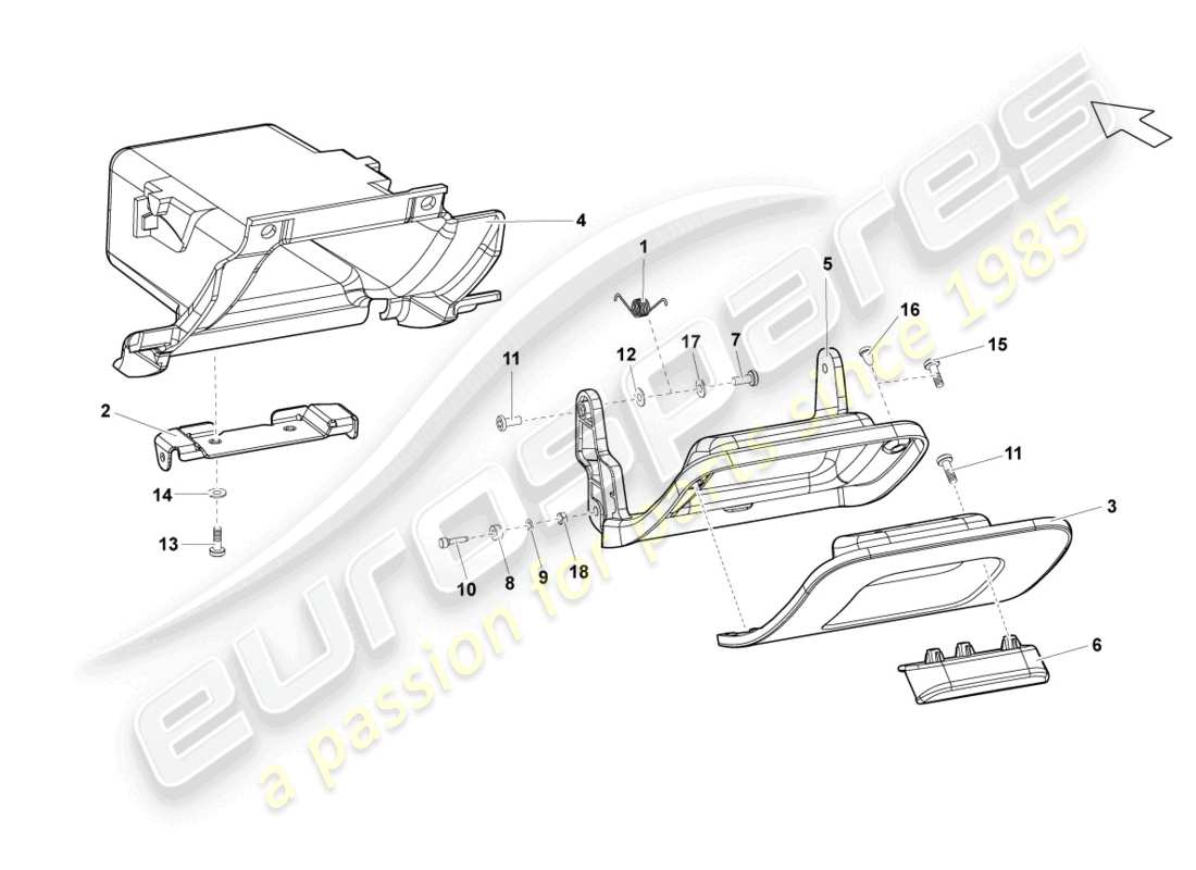 lamborghini gallardo spyder (2008) stauraum ersatzteil-diagramm