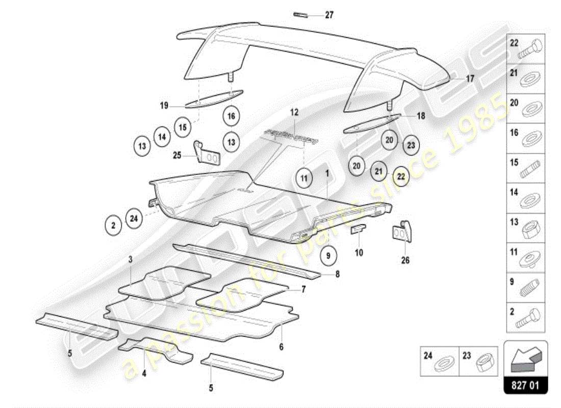 lamborghini diablo vt (1995) heckspoiler teilediagramm