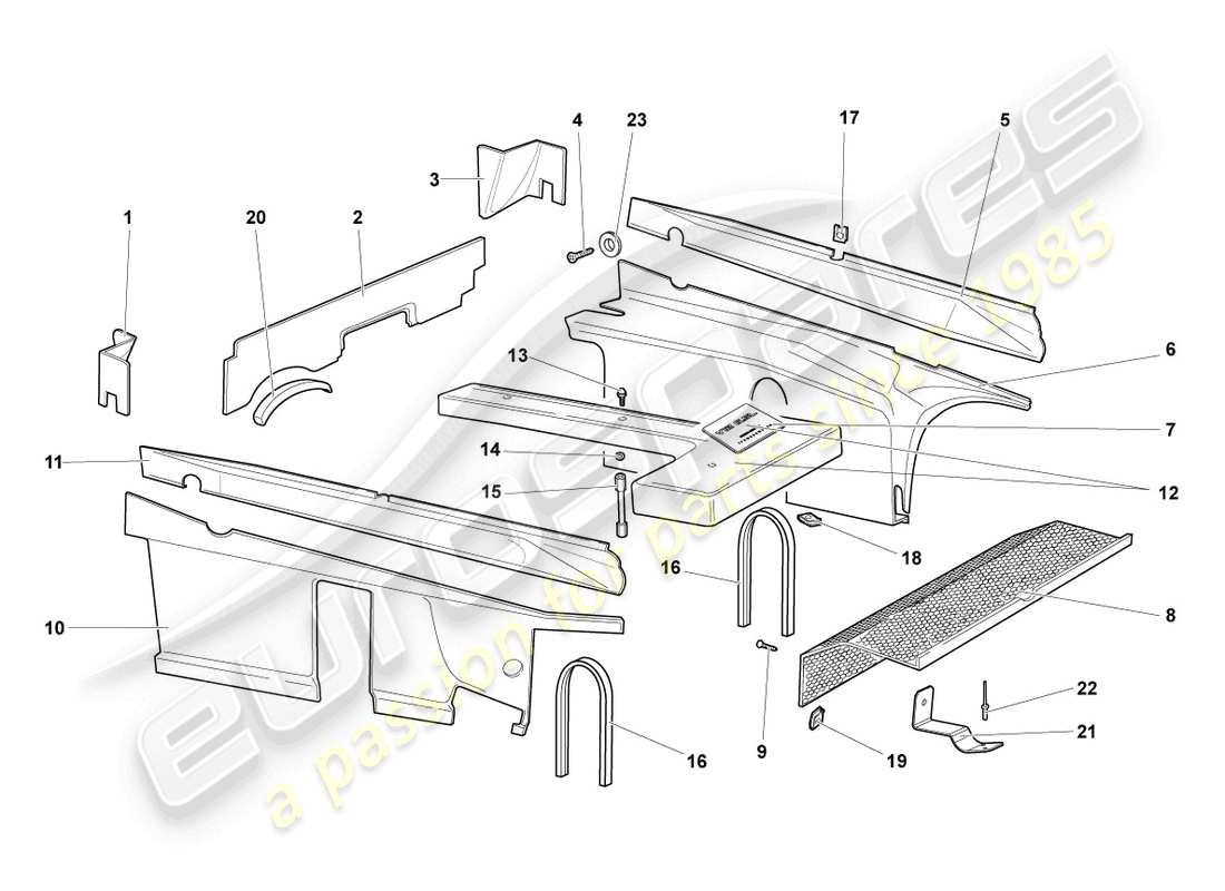 lamborghini lp640 coupe (2009) schallabsorbatoren ersatzteildiagramm