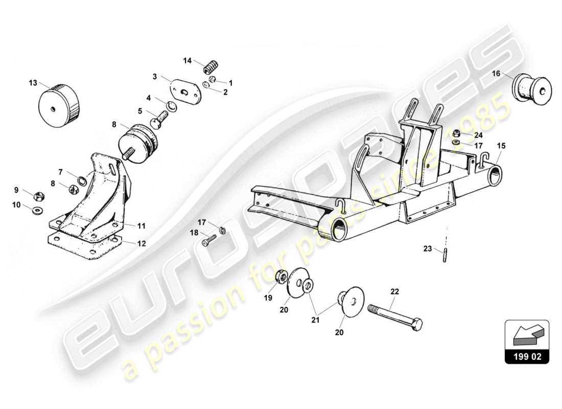 lamborghini countach 25th anniversary (1989) motoraufbau teilediagramm