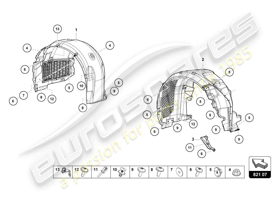 lamborghini tecnica (2023) radhausverkleidung teilediagramm