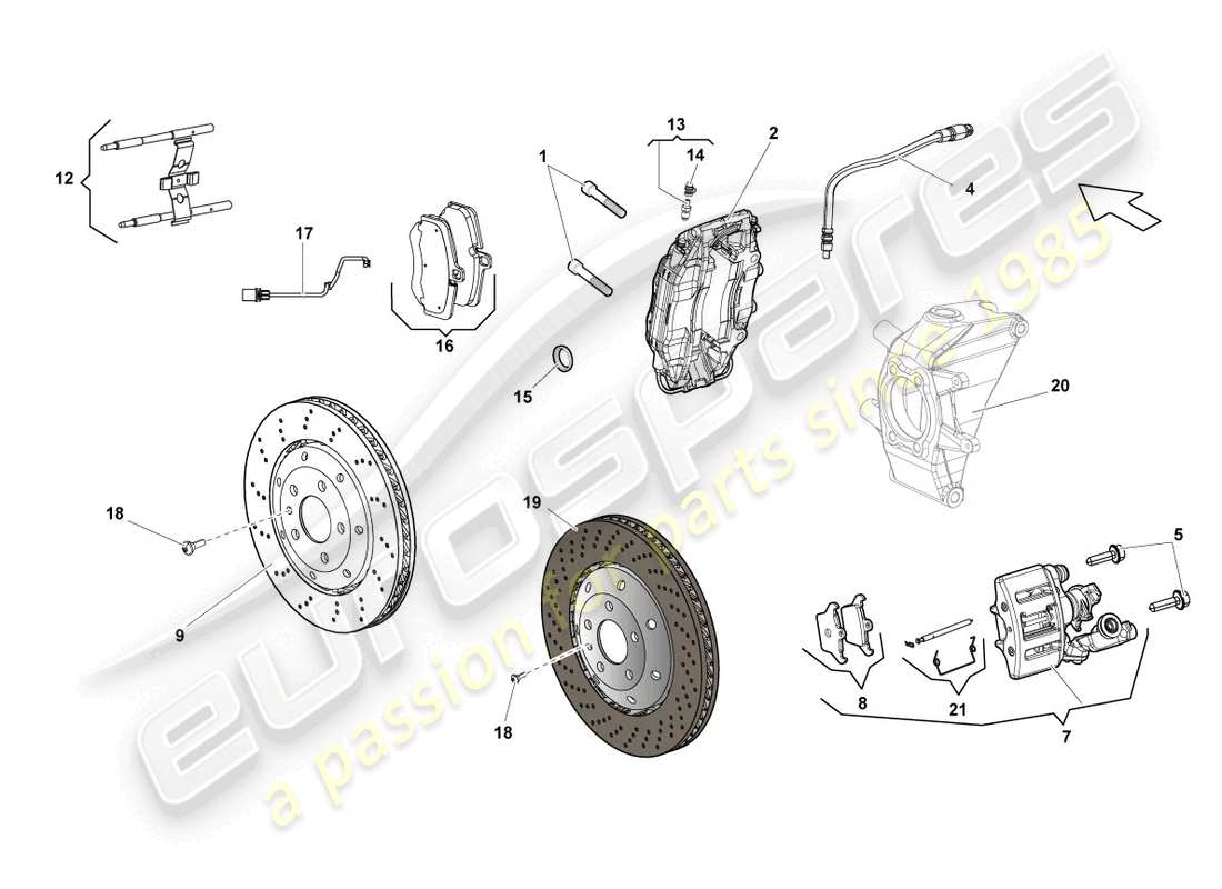 lamborghini lp560-4 coupe (2013) scheibenbremse hinten, ersatzteildiagramm
