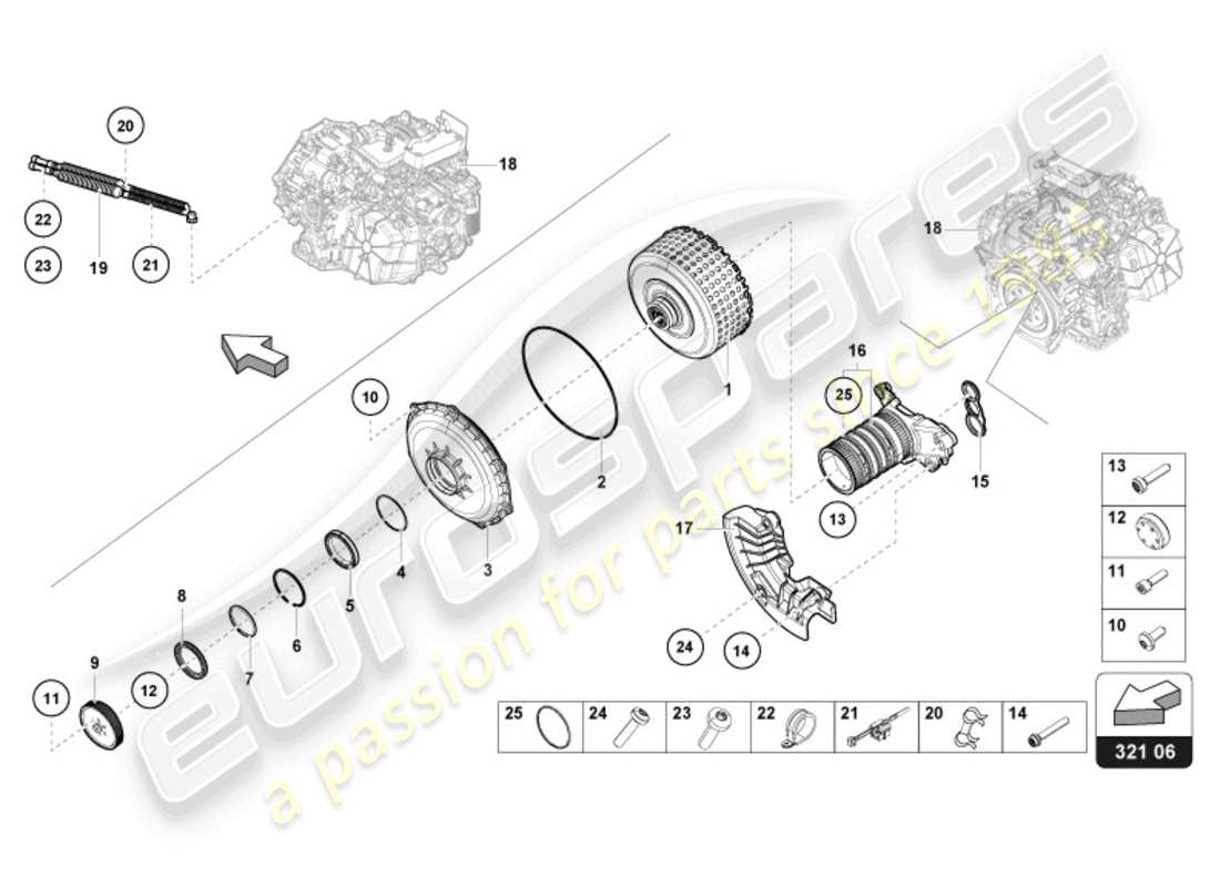 lamborghini evo spyder (2024) lamellenkupplung für doppelkupplungsgetriebe ersatzteildiagramm