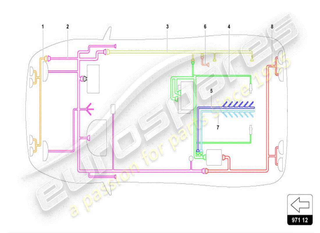 lamborghini diablo vt (1996) teilediagramm des elektrischen systems