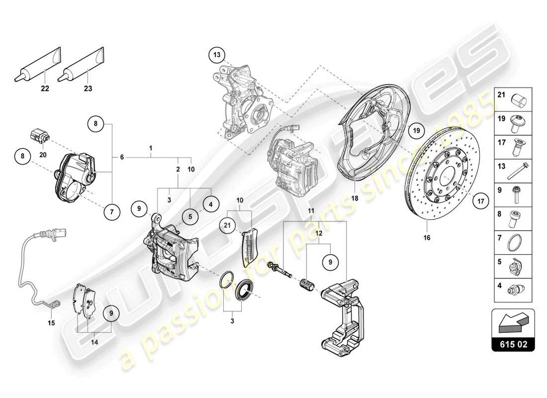 lamborghini urus performante (2024) festsattelbremse hinten ersatzteildiagramm