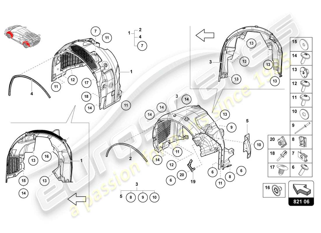 lamborghini sto (2024) radkastenverkleidung ersatzteildiagramm