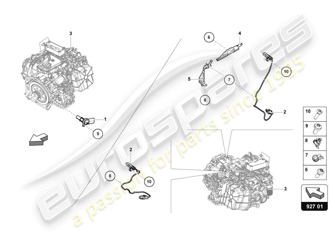lamborghini evo spyder (2023) geschwindigkeitsgeber mit temperaturgeber ersatzteildiagramm