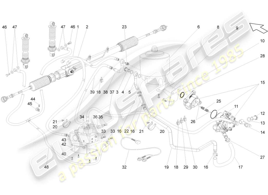 lamborghini gallardo coupe (2008) lenkgetriebe teilediagramm