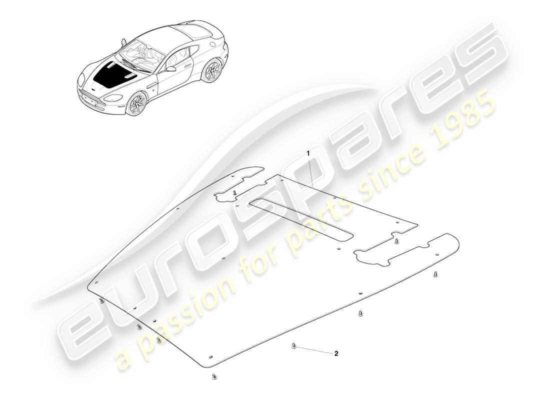 aston martin v8 vantage (2005) schalldämmung, motorteildiagramm