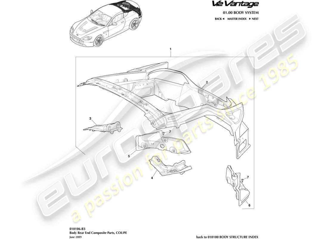 aston martin v12 vantage (2011) karosserie-heckteil-verbundwerkstoff, coupé-teilediagramm