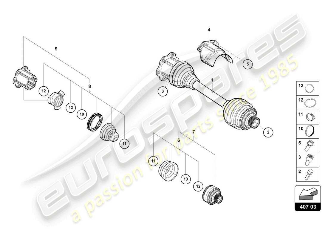 lamborghini urus performante (2024) antriebswelle teilediagramm