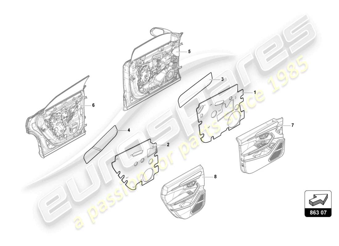 lamborghini urus (2020) schallabsorberstück ersatzteildiagramm