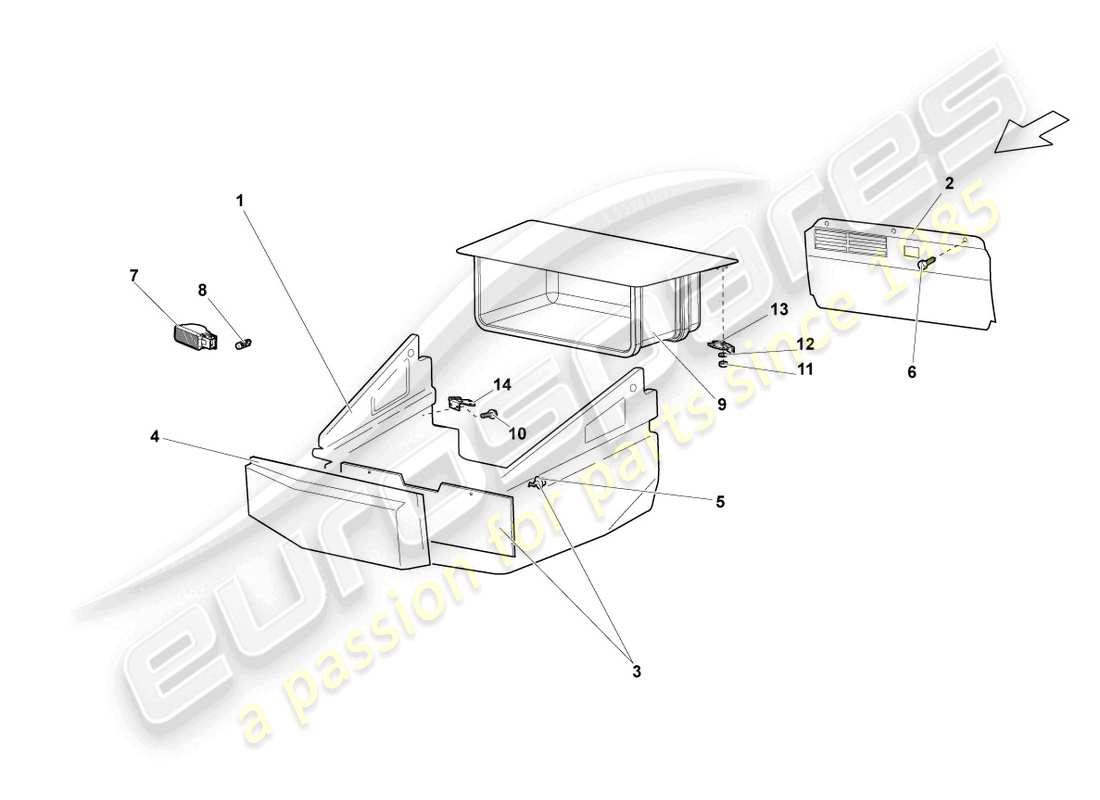 lamborghini reventon gepäck-kofferraumverzierungen teilediagramm