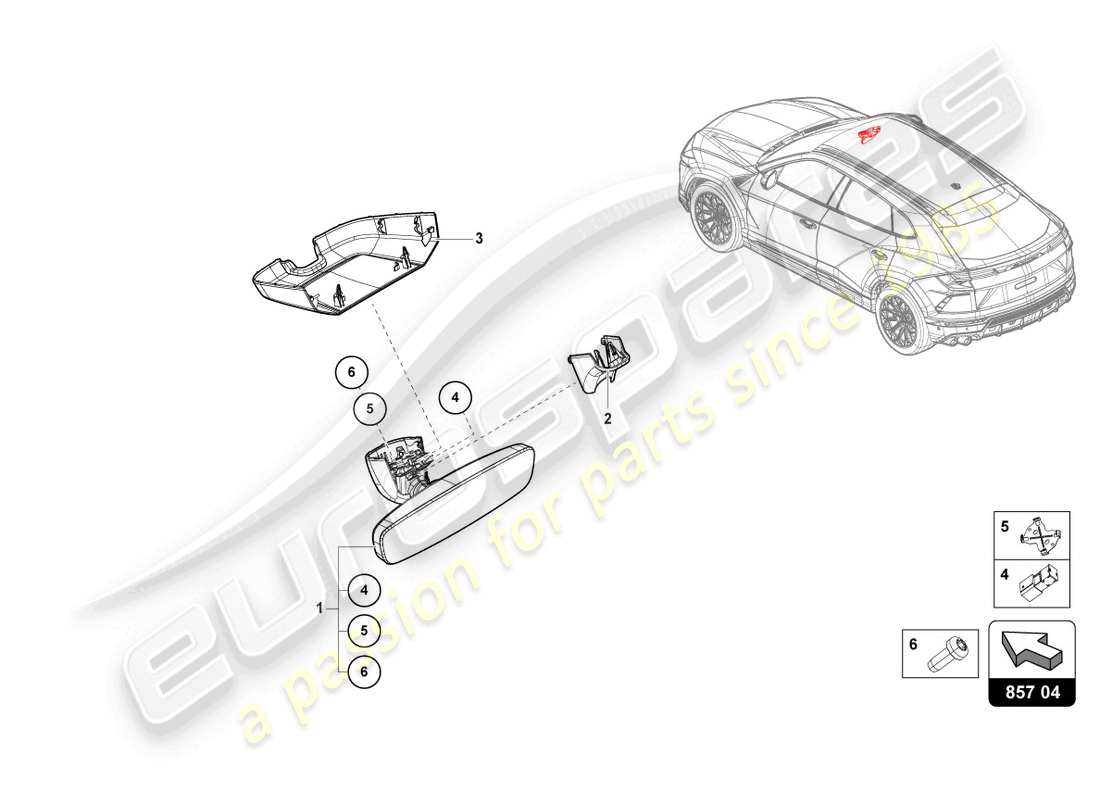 lamborghini urus (2022) innenspiegel ersatzteildiagramm