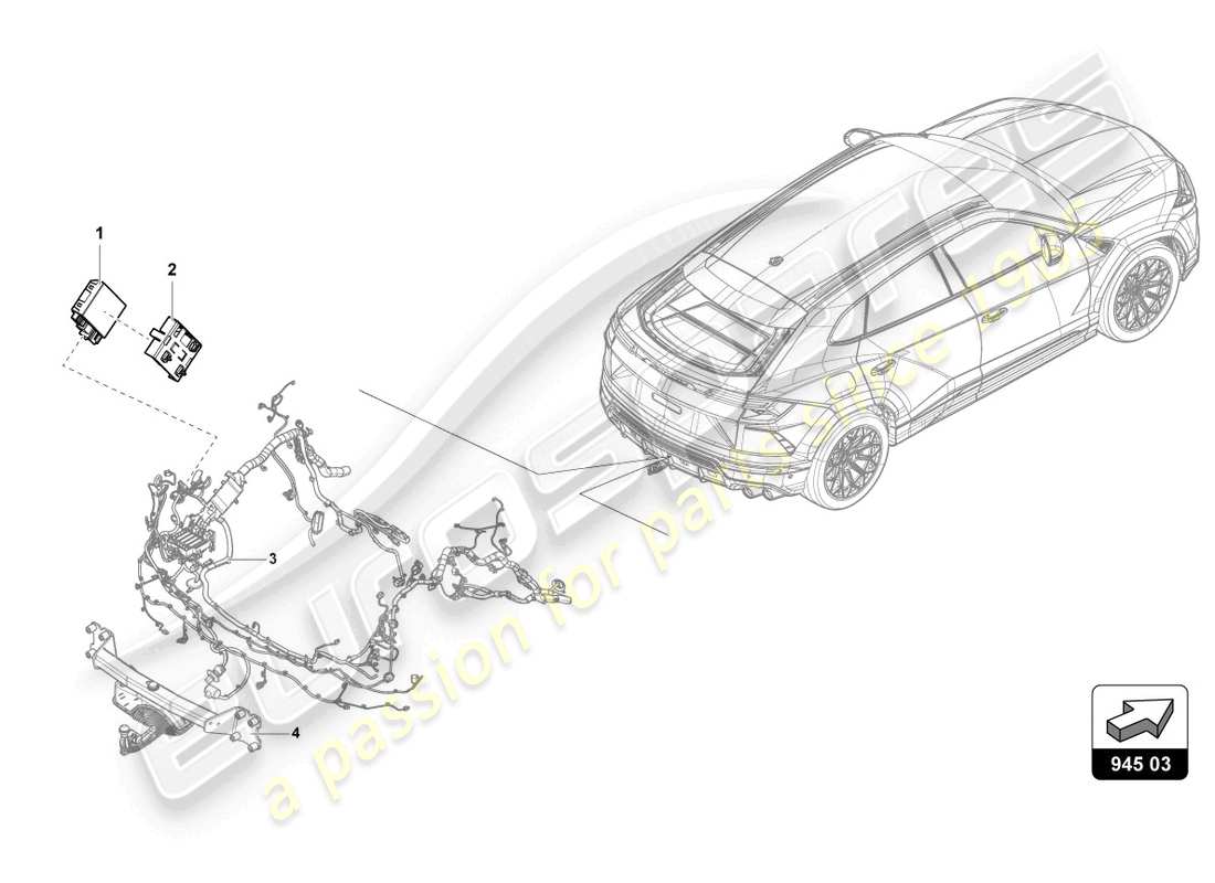 lamborghini urus (2022) elektrische teile für anhängerfahrzeuge ersatzteildiagramm