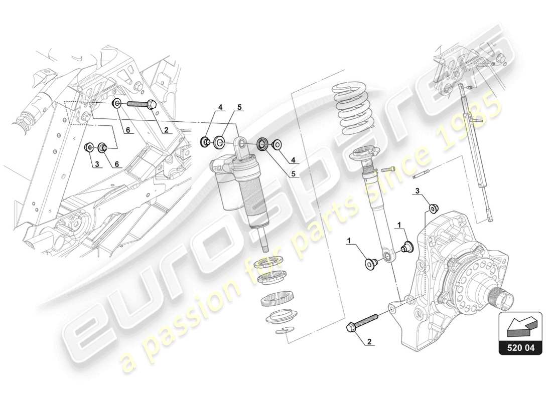 lamborghini gt3 (2017) hintere dämpferbefestigung ersatzteildiagramm