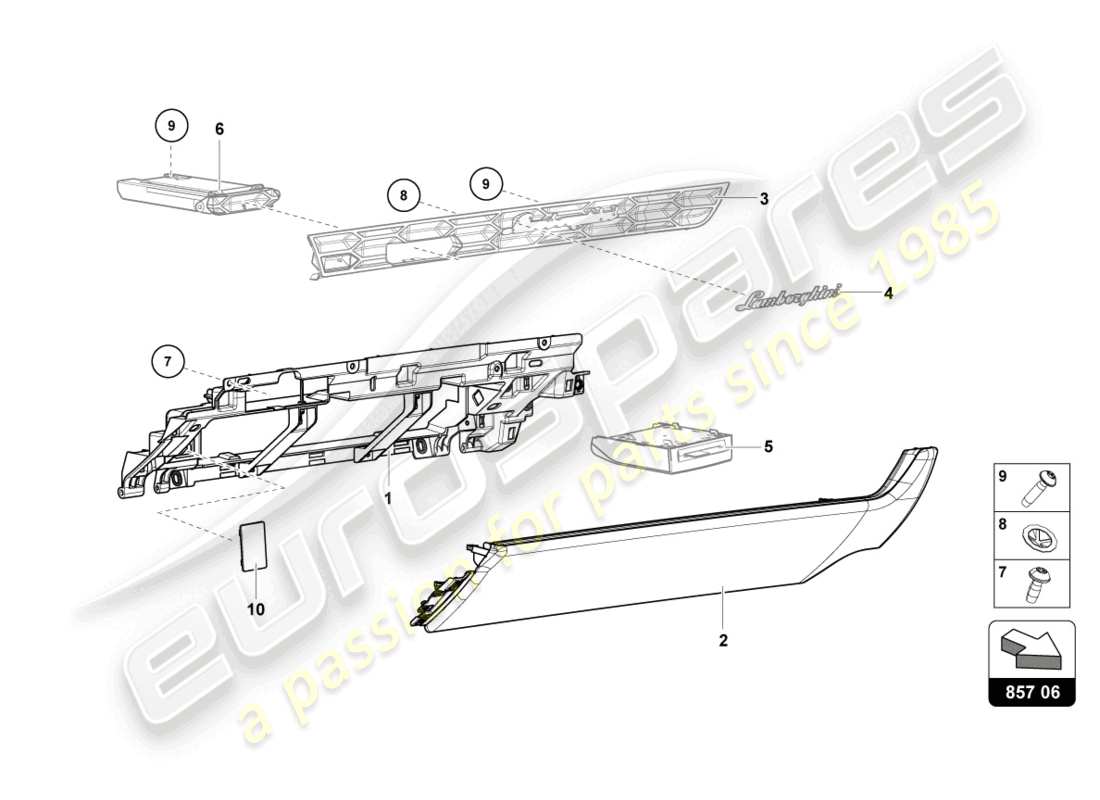 lamborghini sto (2022) handschuhfach teilediagramm