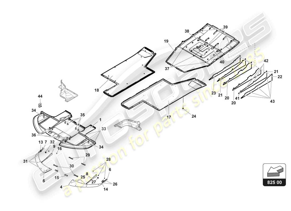 lamborghini gt3 (2017) unterboden-teilediagramm