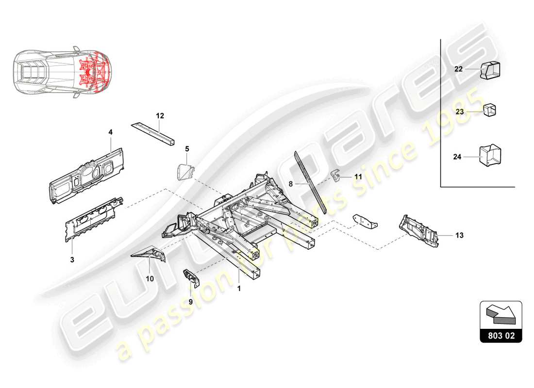 lamborghini super trofeo (2016) äußere elemente des frontrahmens teilediagramm
