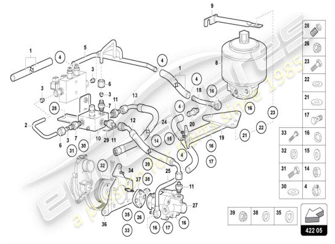 lamborghini diablo vt (1997) servolenkung - teilediagramm