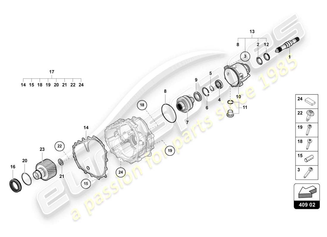 lamborghini urus (2020) differential vorne teilediagramm