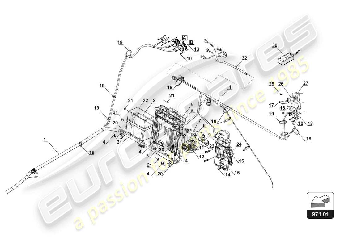 lamborghini 2018 (gt3 evo) elektrik innenraum teilediagramm