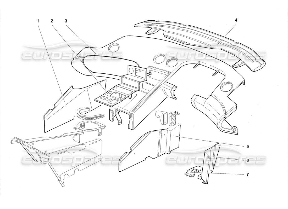 lamborghini diablo roadster (1998) fahrgastraumverkleidungen (gültig für großbritannien 1998) teilediagramm
