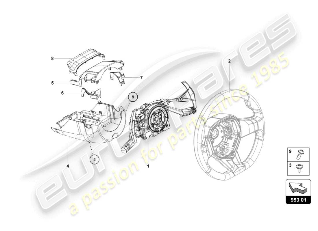 lamborghini sian roadster (2021) zahnstangenlenkung - ersatzteildiagramm