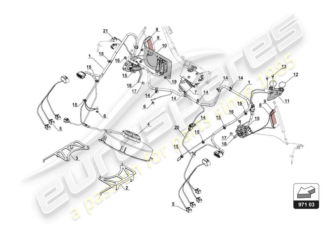 lamborghini 2018 (gt3 evo) elektrik vorderes ende teilediagramm