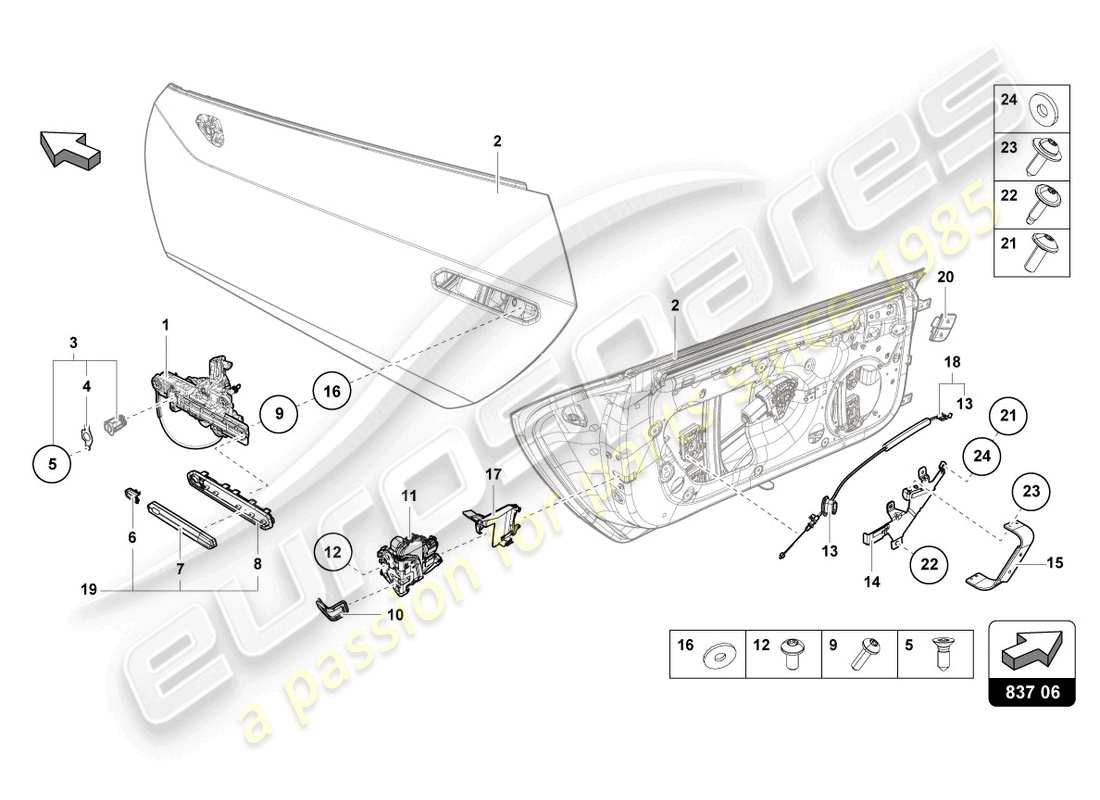 lamborghini 2021 (sto) türgriff, innen ersatzteildiagramm