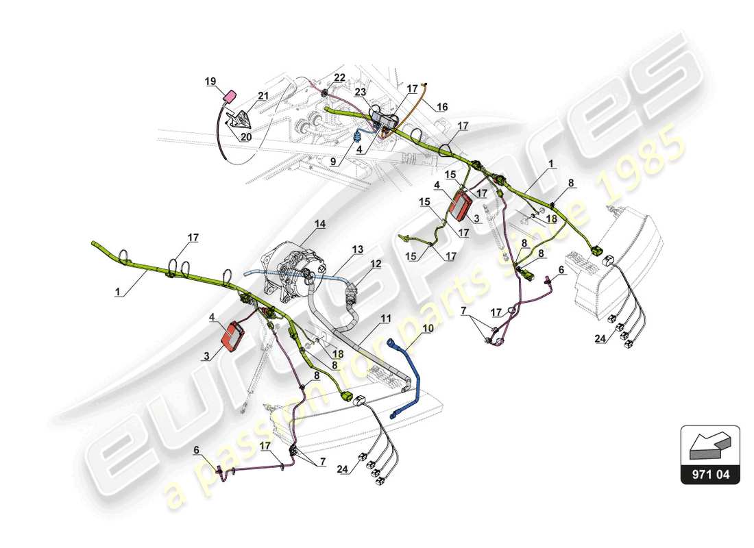 lamborghini gt3 evo (2018) elektrik hinterachse teilediagramm