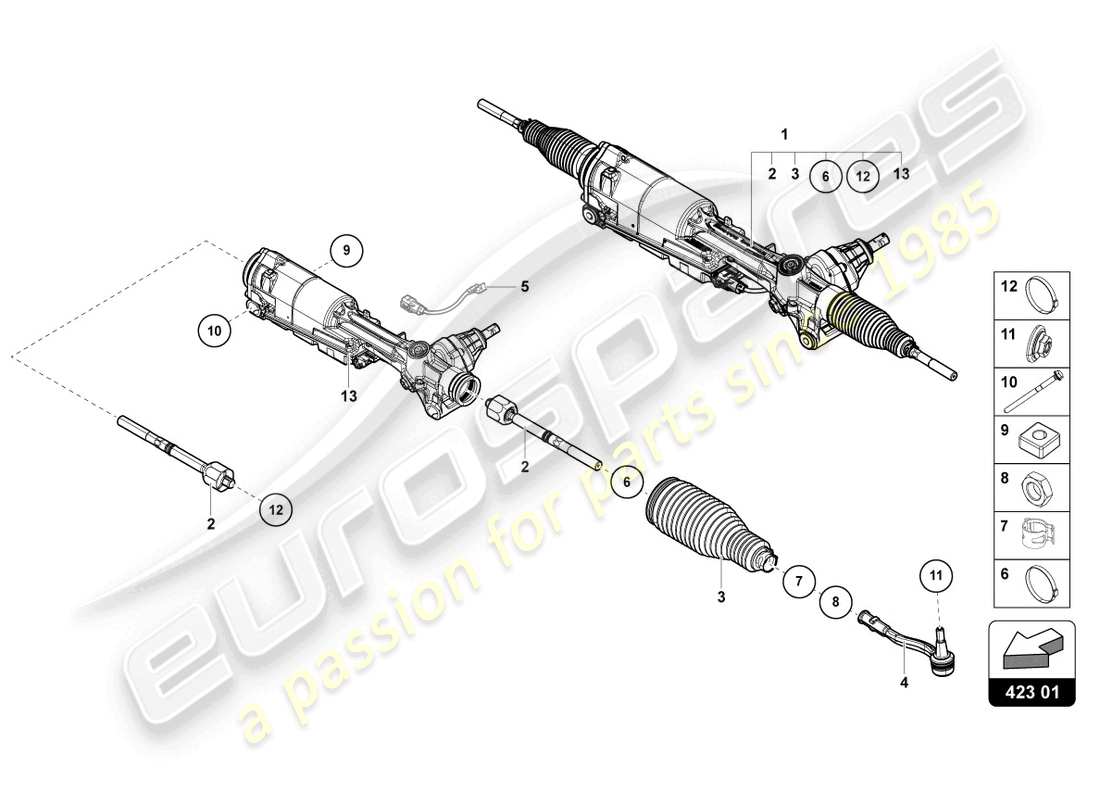 lamborghini urus s (2023) lenkgetriebe teilediagramm