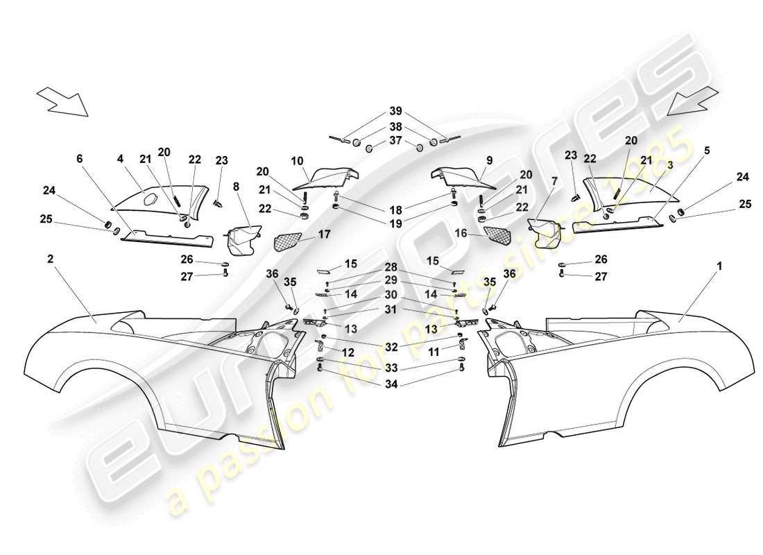 lamborghini lp640 roadster (2008) seitenteil hinten teilediagramm