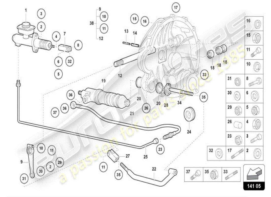 lamborghini diablo vt (1996) kupplung teilediagramm