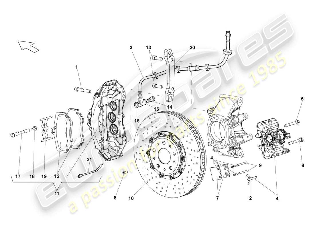 lamborghini lp640 coupe (2009) scheibenbremse hinten, ersatzteildiagramm