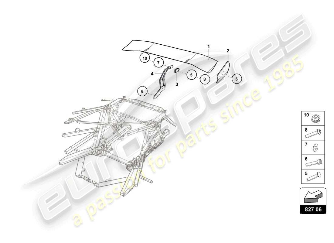 lamborghini super trofeo evo (2018) teilediagramm der heckflügelbaugruppe
